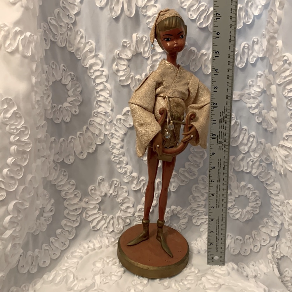 Dabs Vintage Pixie Doll Lyre Figurine 1950’s Made in Hong Kong Plastic 17”